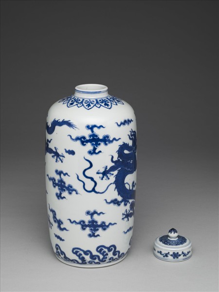 青花夔龍紋蓋罐
