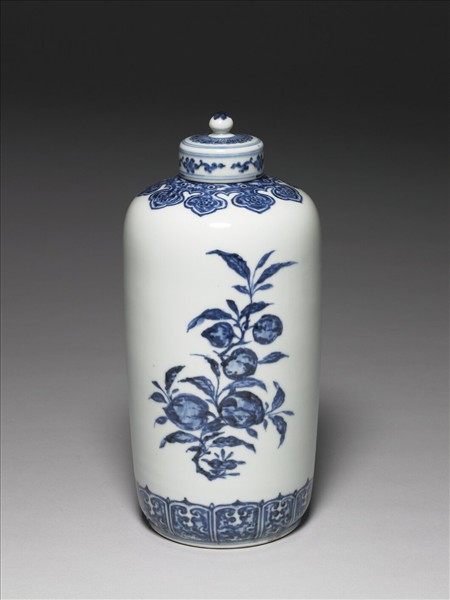 青花折枝花果紋蓋罐