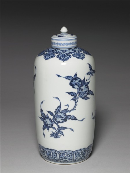 青花折枝花果紋蓋罐