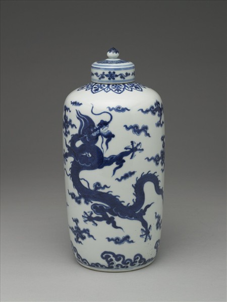 青花夔龍紋蓋罐