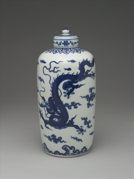 青花夔龍紋蓋罐