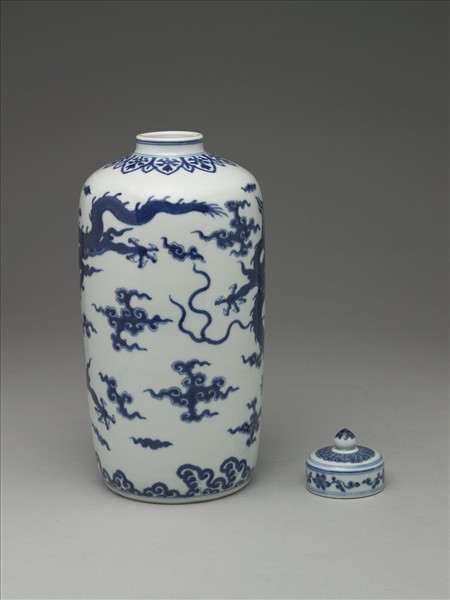 青花夔龍紋蓋罐