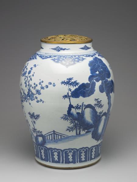 青花歲寒三友圖罐（附金屬膽）