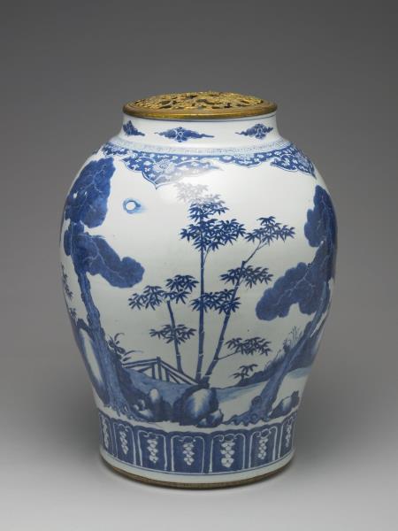 青花歲寒三友圖罐（附金屬膽）