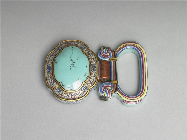 粉彩松石綠描金帶板