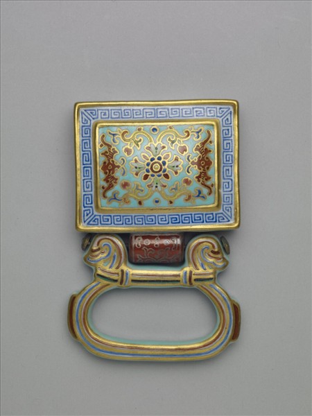 粉彩番蓮紋描金帶板