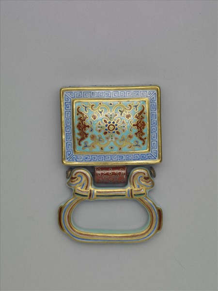 粉彩番蓮紋描金帶板