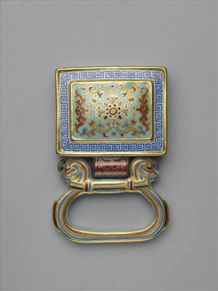 粉彩番蓮紋描金帶板