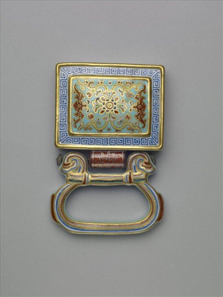 粉彩番蓮紋描金帶板