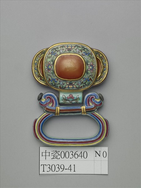 粉彩番蓮紋描金帶板