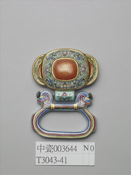 粉彩番蓮紋描金帶板