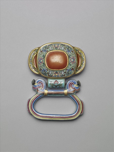 粉彩番蓮紋描金帶板