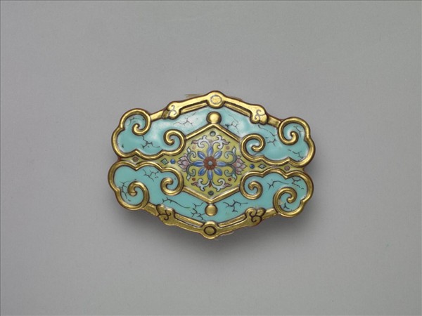 粉彩松石色描金帶板