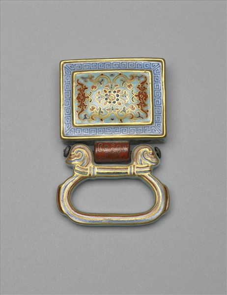 粉彩番蓮紋描金帶板