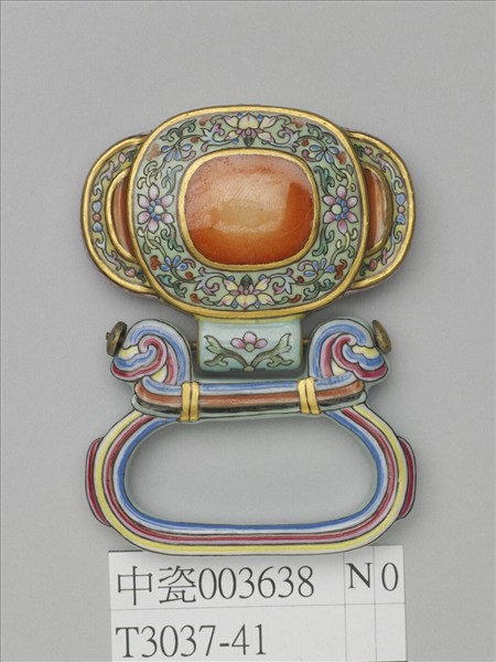 粉彩番蓮紋描金帶板