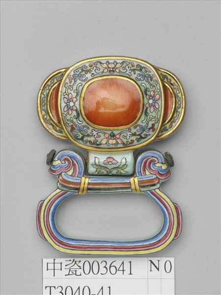 粉彩番蓮紋描金帶板