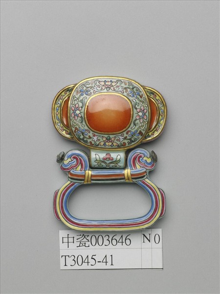 粉彩番蓮紋描金帶板