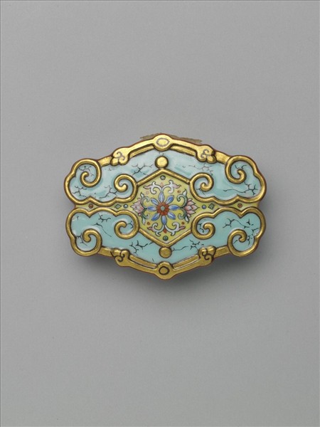 粉彩松石色描金帶板