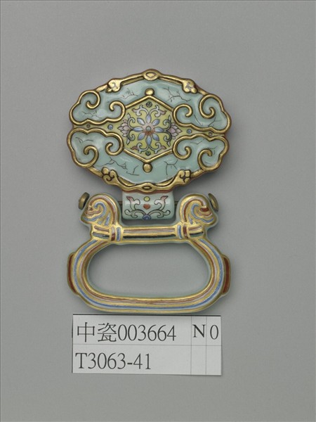 粉彩松石色描金帶板