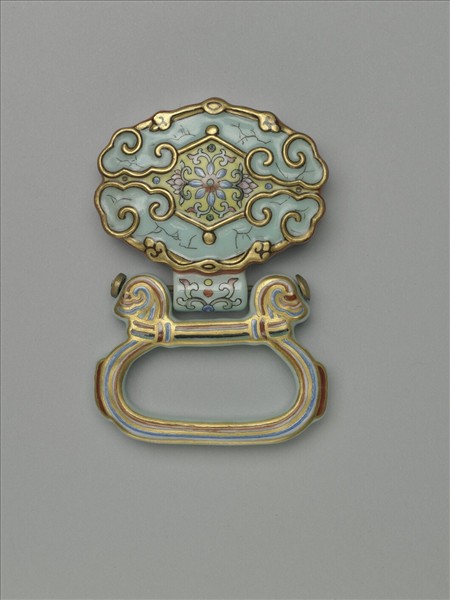 粉彩松石色描金帶板