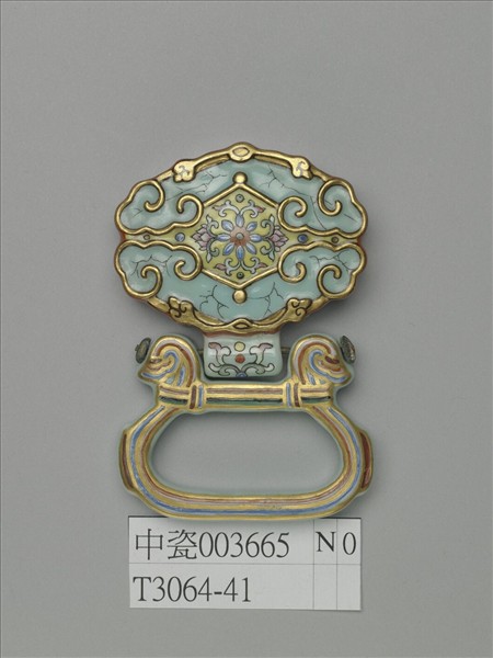 粉彩松石色描金帶板