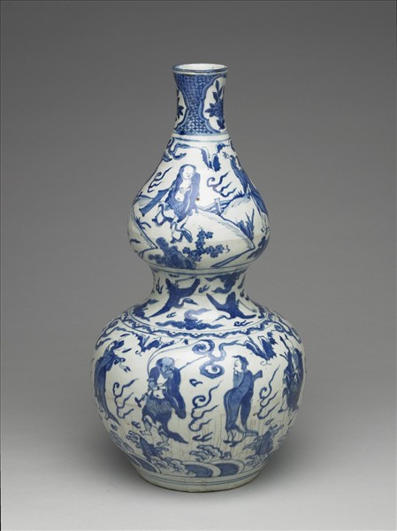 青花八仙圖葫蘆瓶