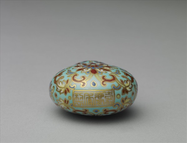 粉彩湖綠地纏枝花卉紋葫蘆式鼻煙壺
