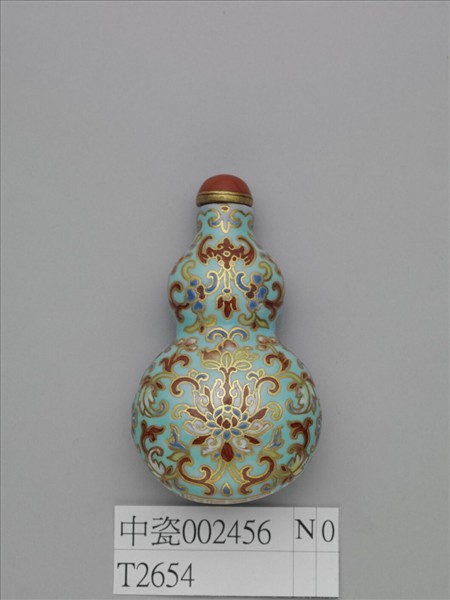 粉彩湖綠地纏枝花卉紋葫蘆式鼻煙壺