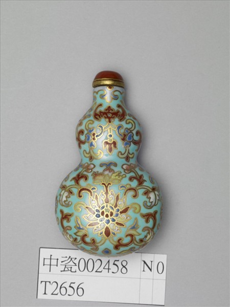 粉彩湖綠地纏枝花卉紋葫蘆式鼻煙壺