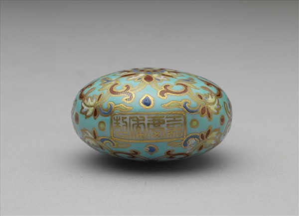 粉彩湖綠地纏枝花卉紋葫蘆式鼻煙壺