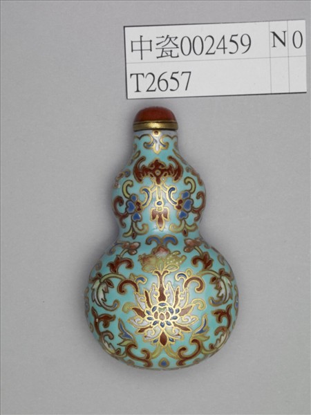 粉彩湖綠地纏枝花卉紋葫蘆式鼻煙壺