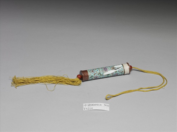 粉彩湖綠地纏枝花卉瓷牙籤筒