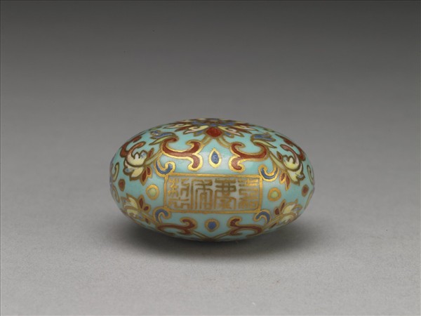 粉彩湖綠地纏枝花卉紋葫蘆式鼻煙壺