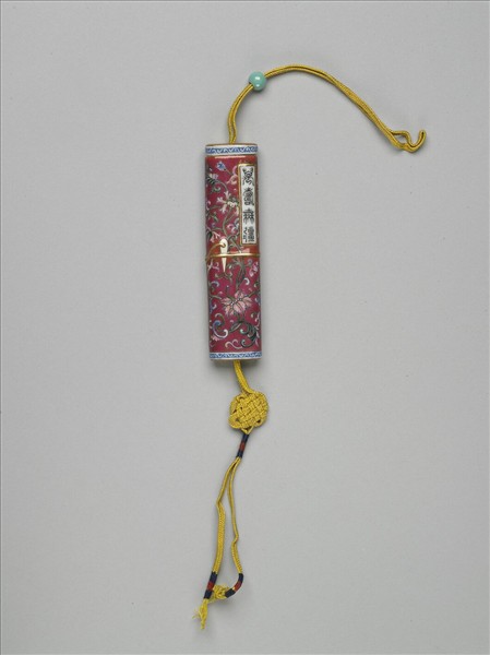 粉彩紅地纏枝花卉紋牙籤筒