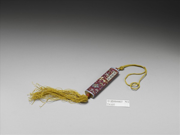 粉彩紅地纏枝花卉紋牙籤筒