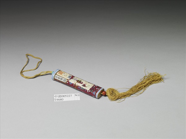 粉彩紅地纏枝花卉紋牙籤筒