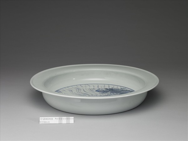 青花鯉躍龍門圖折沿盤