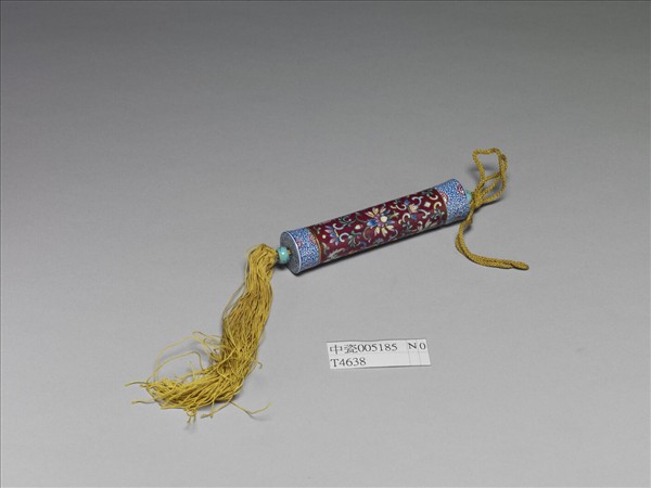 粉彩紅地纏枝花卉紋牙籤筒