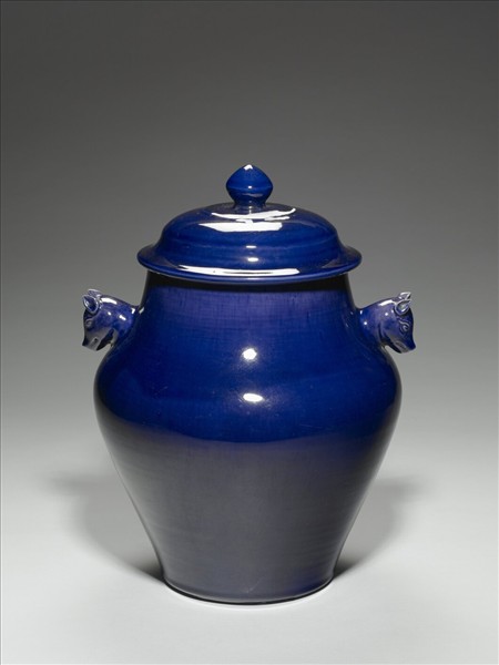 霽青釉獸耳蓋罐