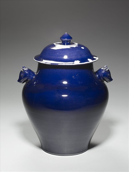 霽青釉獸耳蓋罐