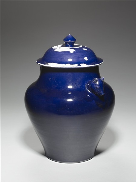 霽青釉獸耳蓋罐