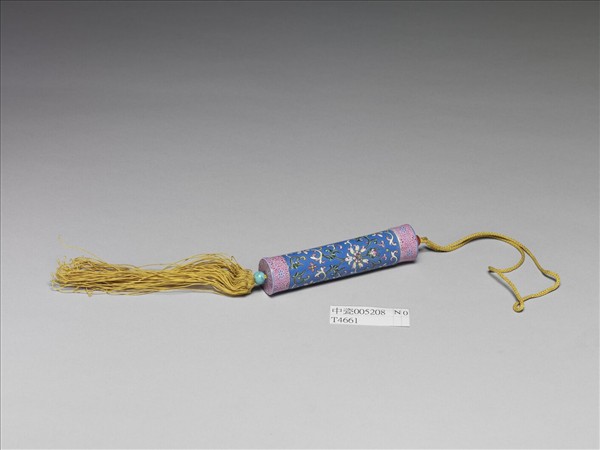 粉彩藍地纏枝花卉紋牙籤筒