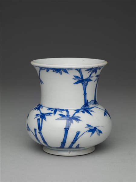 青花梅竹雙清渣斗