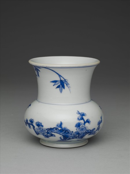 青花梅竹雙清渣斗