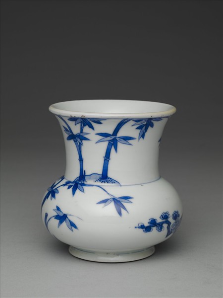 青花梅竹雙清渣斗