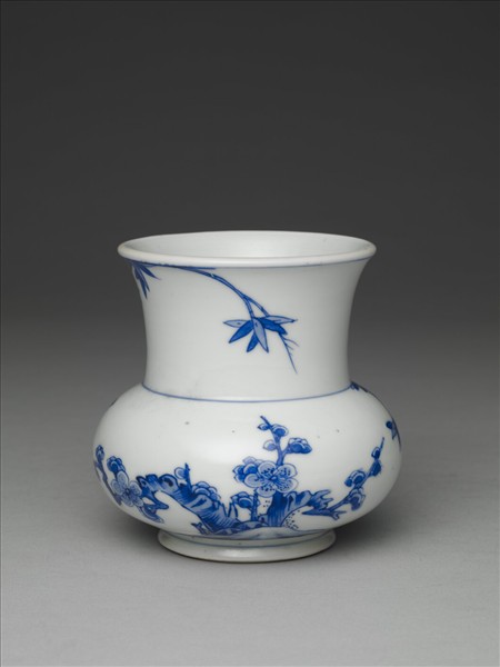 青花梅竹雙清渣斗