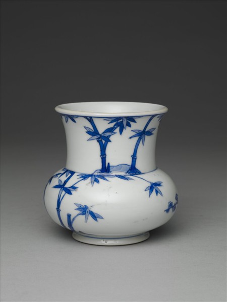 青花梅竹雙清渣斗