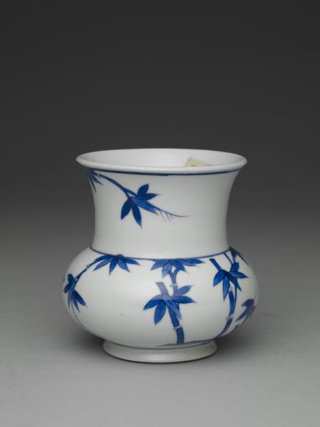 青花梅竹雙清渣斗