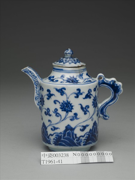 青花壽山福海蓮紋壺