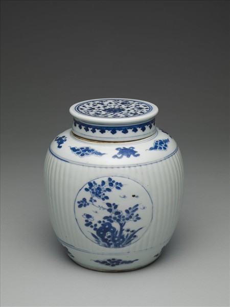 青花博古圖蓋罐